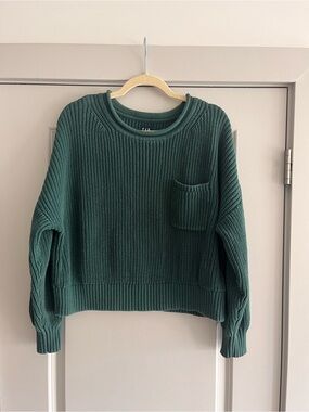 GAP Forest Green Ribbed Crewneck Sweater with Pocket